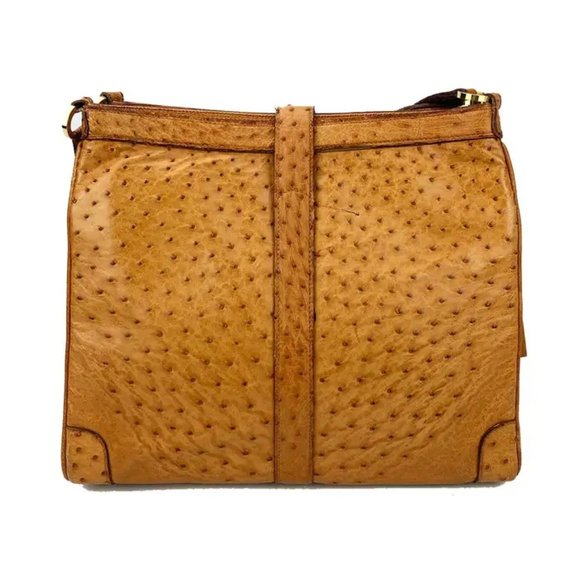 Vintage Mark Cross Tan Ostrich Shoulder Bag c1960s - Picture 3 of 12